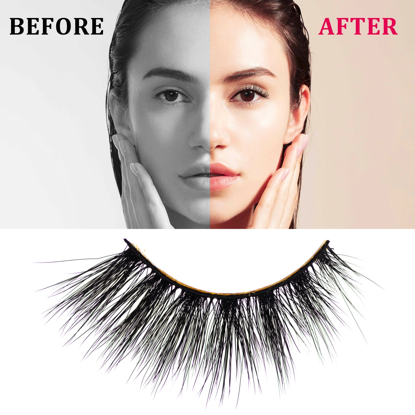 Luxuries Flash eyelashes wispy Faux Mink natural eyelashes. Black Band Cat-Eye Eyelashes,soft natural look eyelashes, lashes cluster, eyelashes extension (Lash F57)