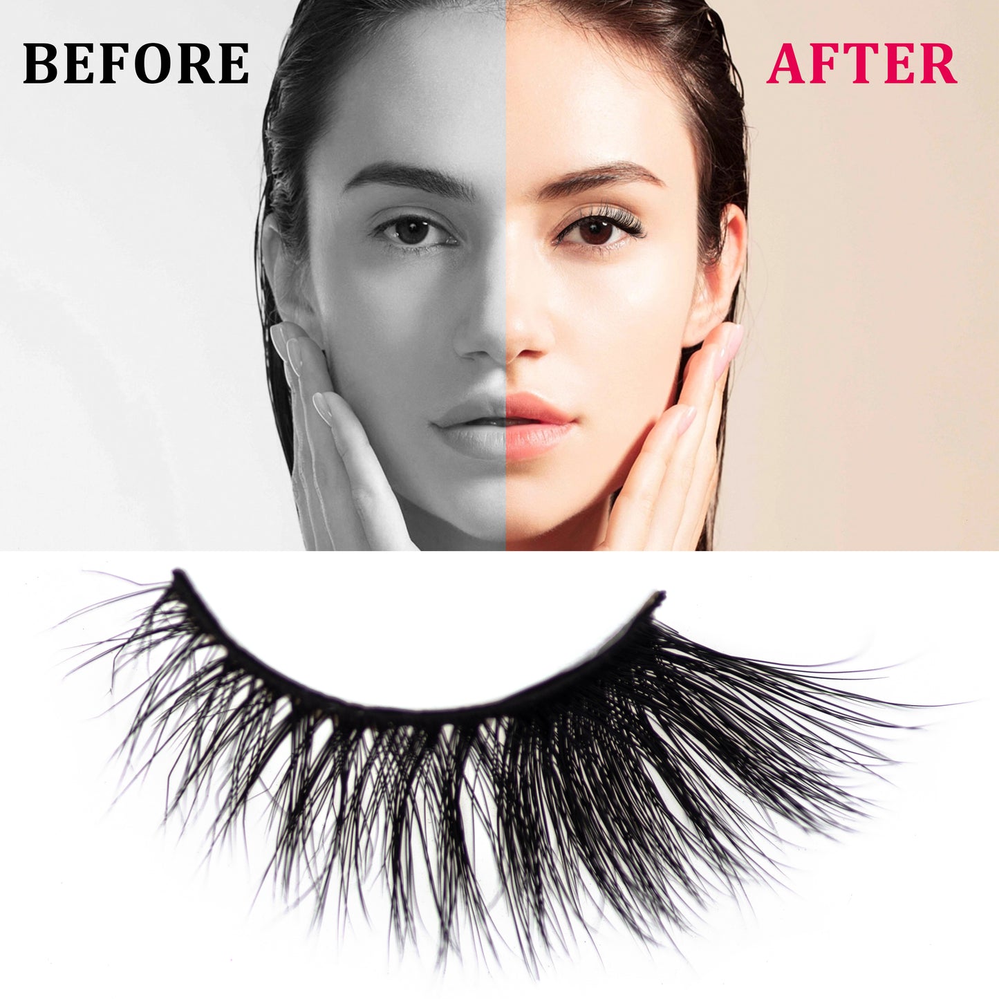 Premium 3D faux mink flash eyelashes. Soft natural look lashes,easy to wear Comfortable Flexible Band Lashes ( lash F13)