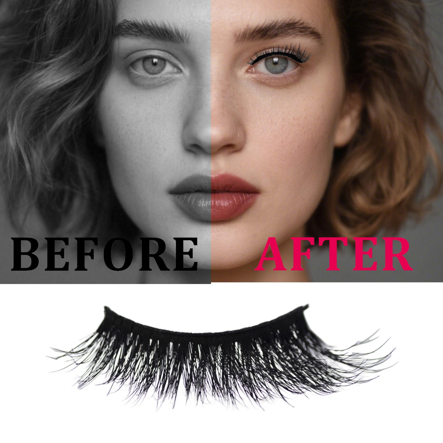 Jahra Half natural eyelashes 3d flash eyelashes , wispy black band lashes ' lashes extension ( lash F26)
