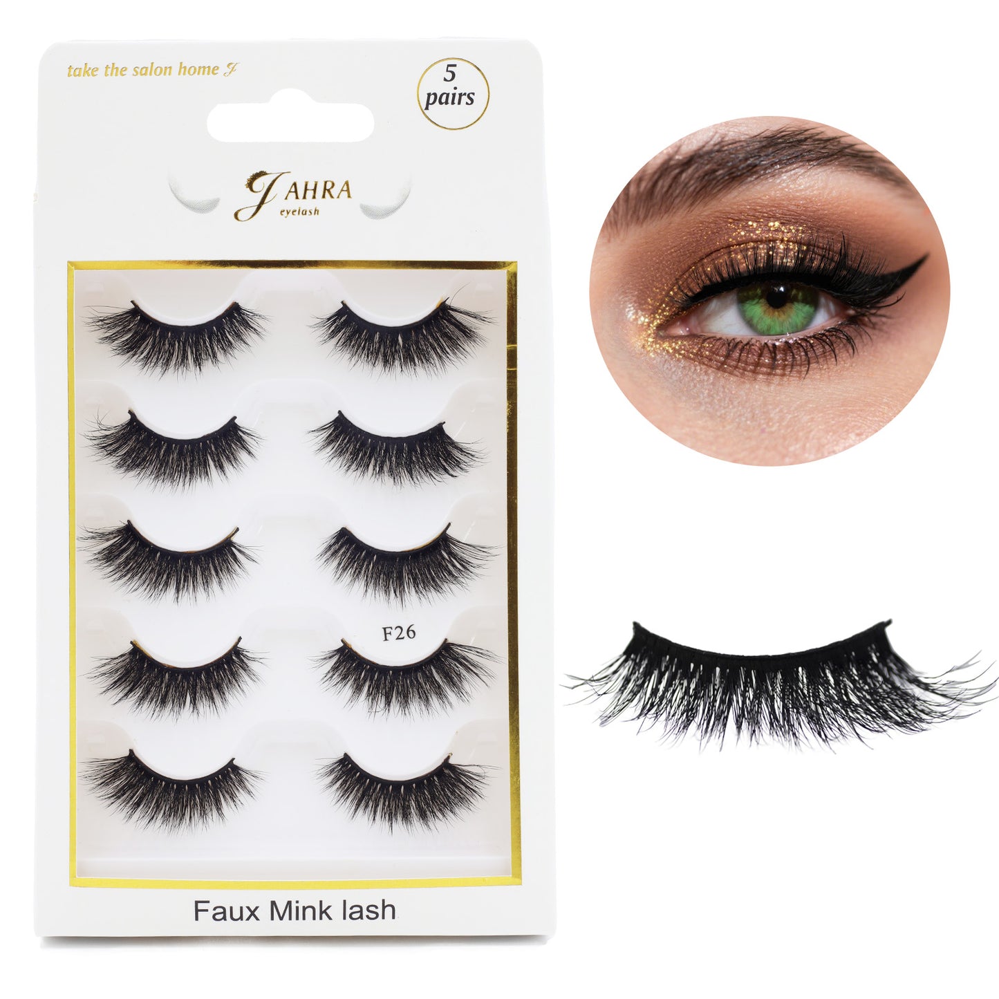 Jahra Half natural eyelashes 3d flash eyelashes , wispy black band lashes ' lashes extension ( lash F26)