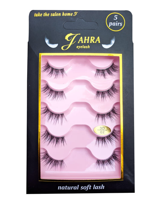 JAHRA Half eyelashes with clear band lashes Natural style lashes soft lashes 5pairs(3D02)