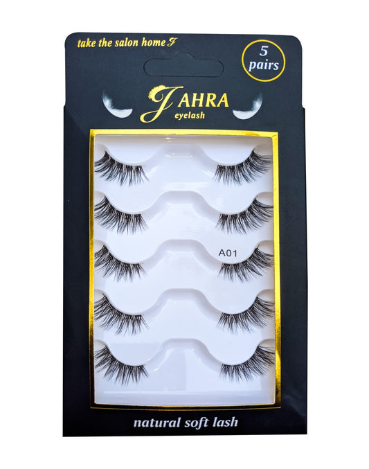 JAHRA DIY False Eyelashes Half Lashes Cat Eye Strip NaturalHalf Lashes with Clear Band  Fluffy Wispy False Eyelashes Natural Look (Lash A01)
